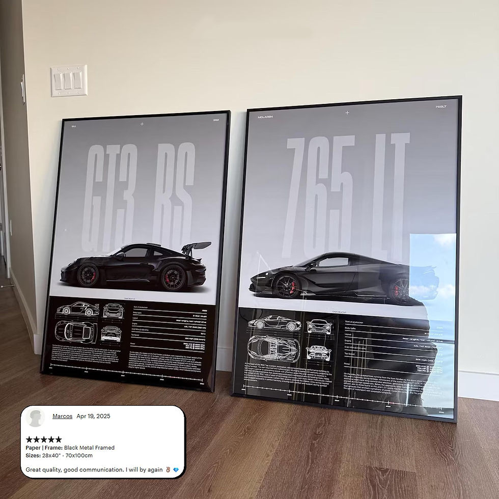 Miniatura: Pôster Minimalista de Supercarro GT3 RS em Canvas