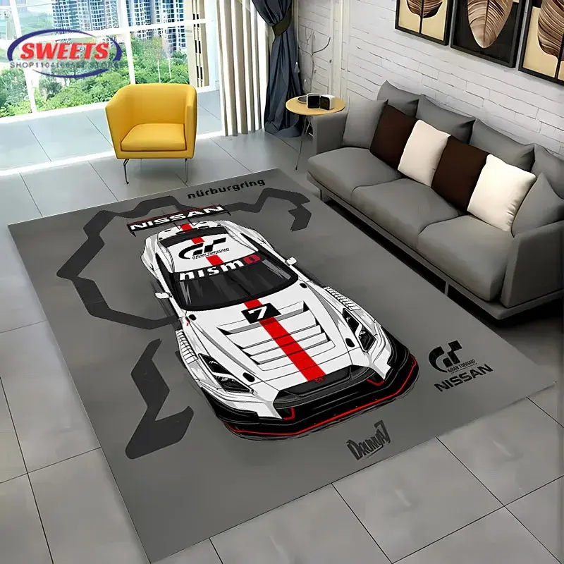 Miniatura: Tapete GTR Racing 3D para Sala, Quarto e Garagem