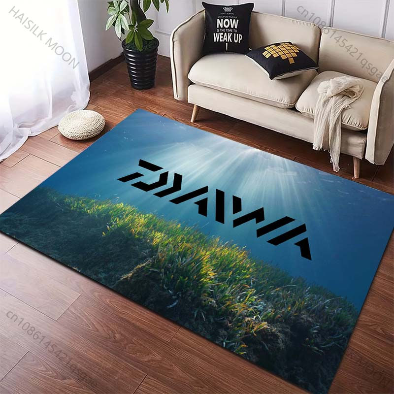 Miniatura: 1PC Fishing D-Daiwa Pattern Carpet for Living Room Bedroom Sofa Home Decor Non-s