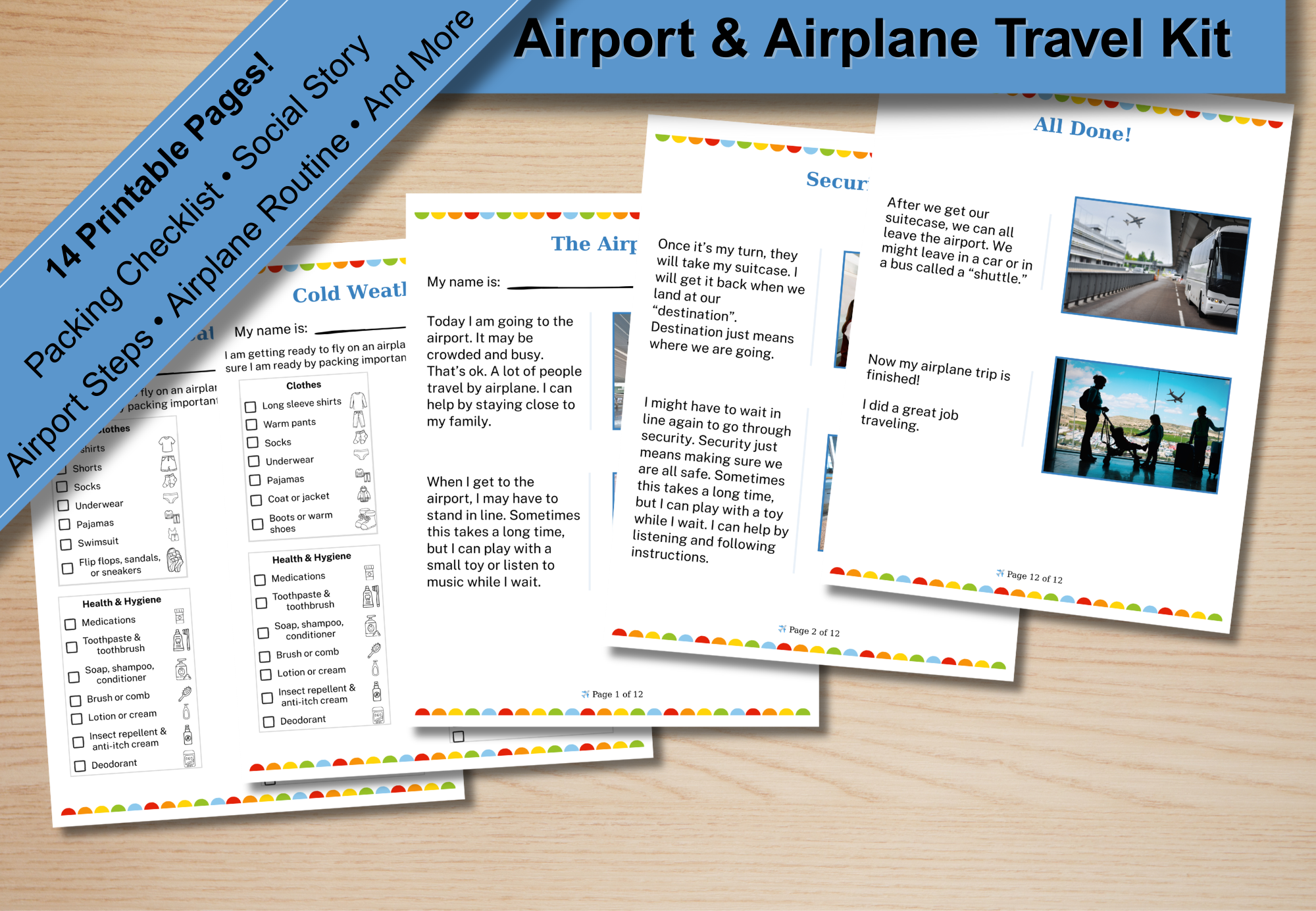 Printable Airport and Airplane Travel Kit for kids and teens with Autism
