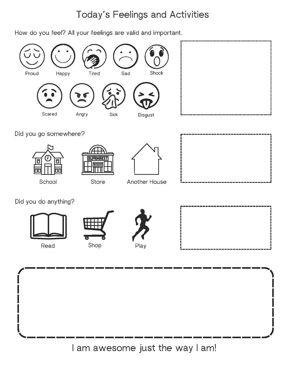 Daily Journal Page for Kids & Teens With Autism