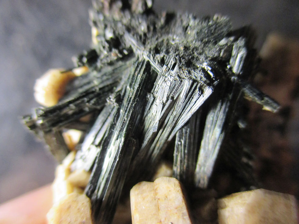 Miniature : Actinolite sur Orthose, Imilchil, Maroc