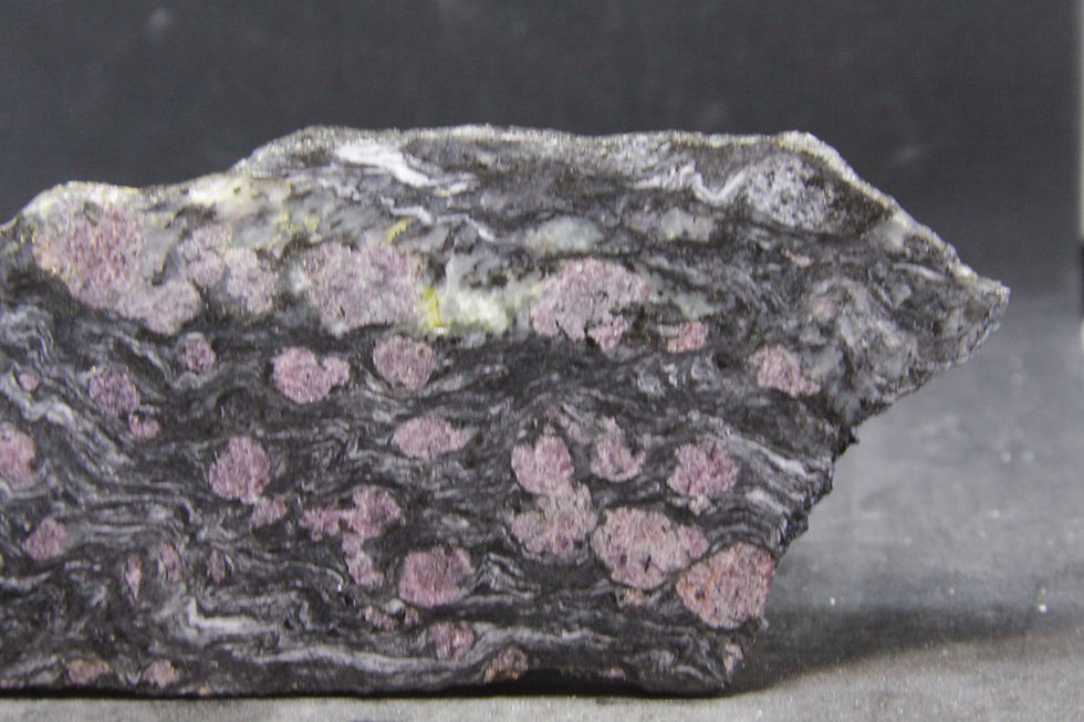 Miniature : Micaschiste à Grenats (tranche/slab)