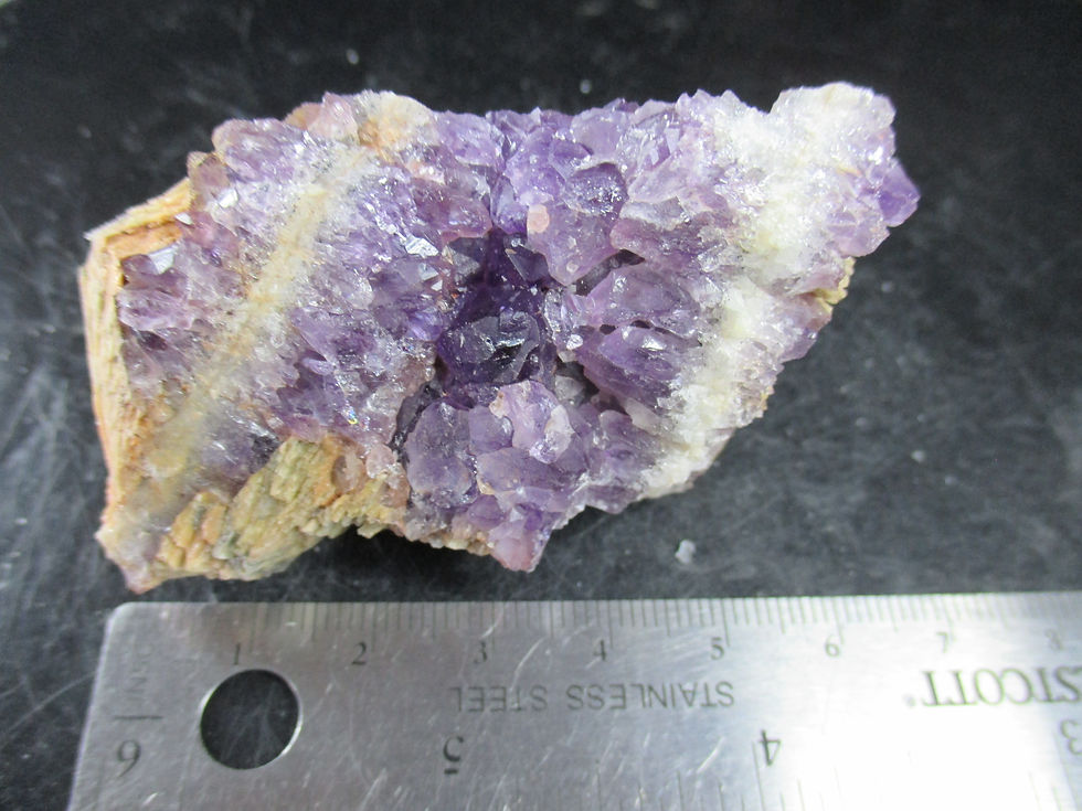 Miniature : Améthyste et Baryte, Mine Blue Point, Thunder-Bay, Ontario