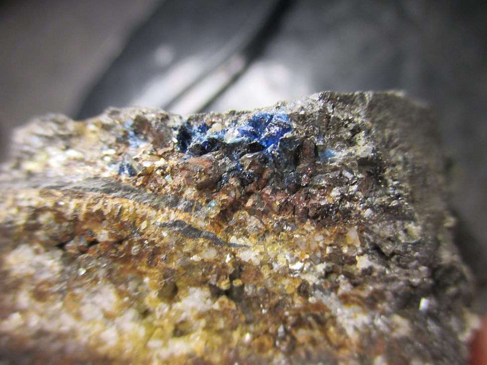 Miniature : Kulanite, Siderite, Lazulite, Rapid Creek, Yukon