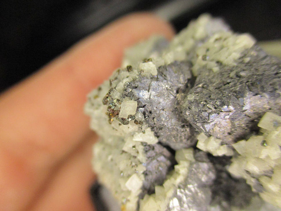 Miniature : Dolomite et Sphalerite sur Galène, Buick Mine, Iron County, Missouri