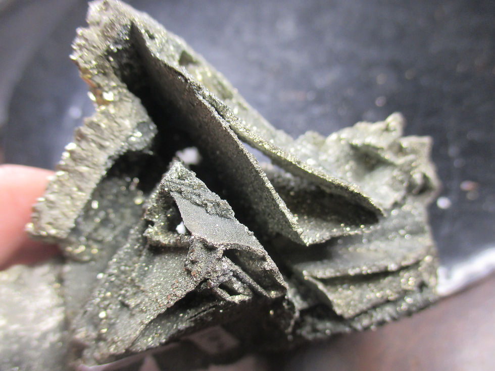 Miniature : Perimorphose de Pyrite et Marcassite sur Baryte, Oumjerane, Maroc