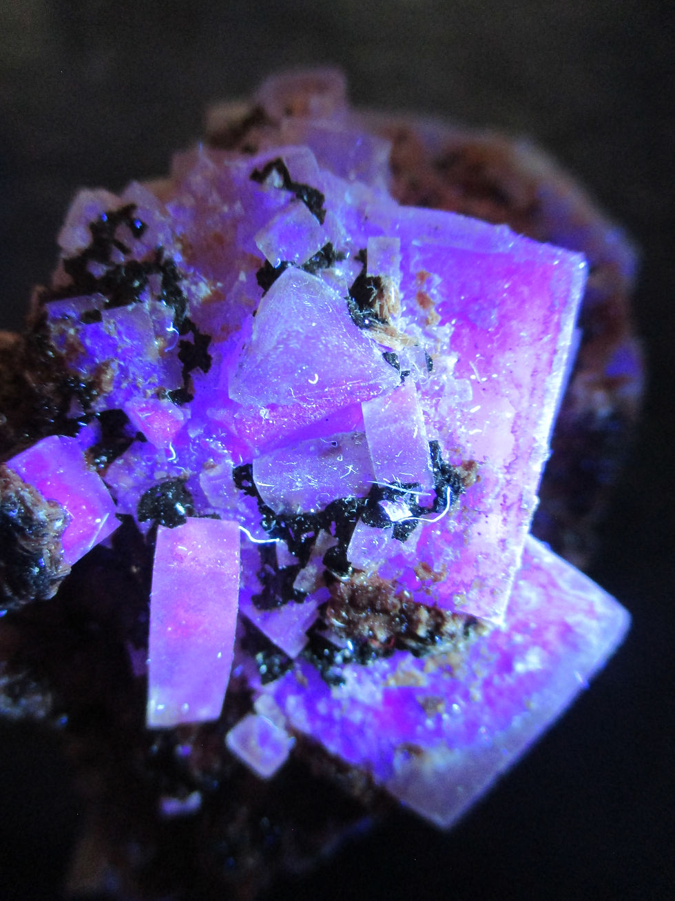 Miniature : Fluorite (fluorescente) et Baryte, Aouli, Maroc