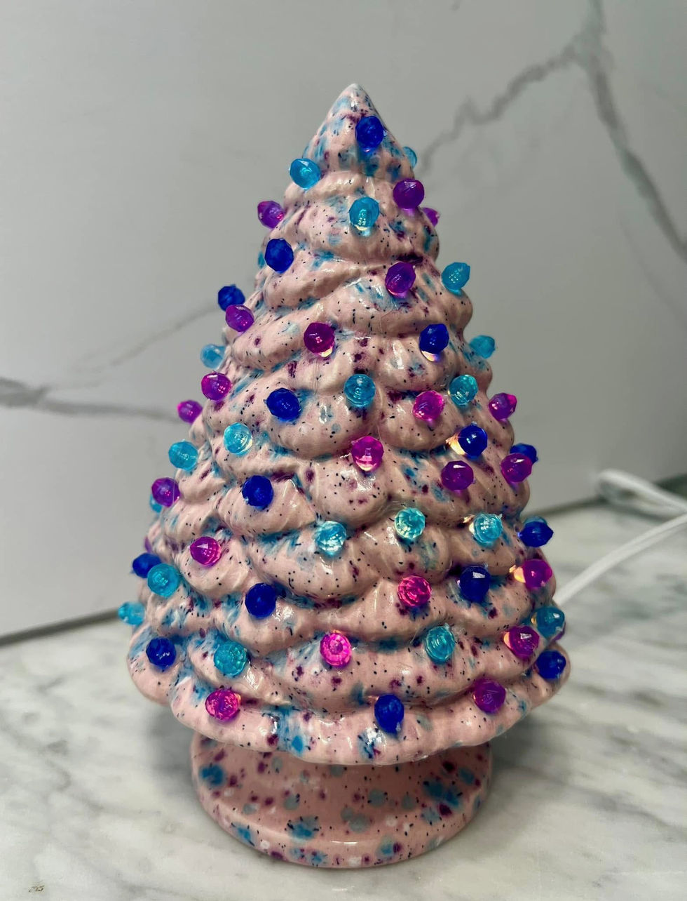 Pink Pinkie with Light and Dark Blue, Purple Pin Lights