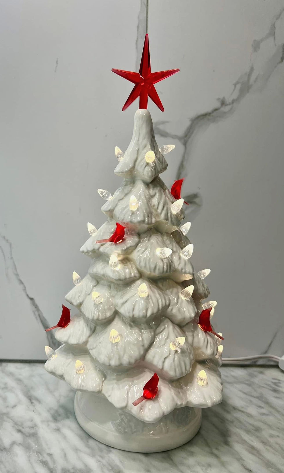 Cottontail with Cardinal and Clear Twist Lights