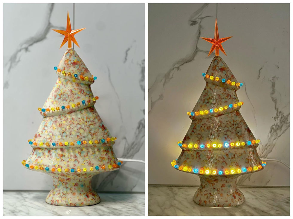 Kaleidoscope with Orange, Yellow, Blue Pin Lights and Orange Star
