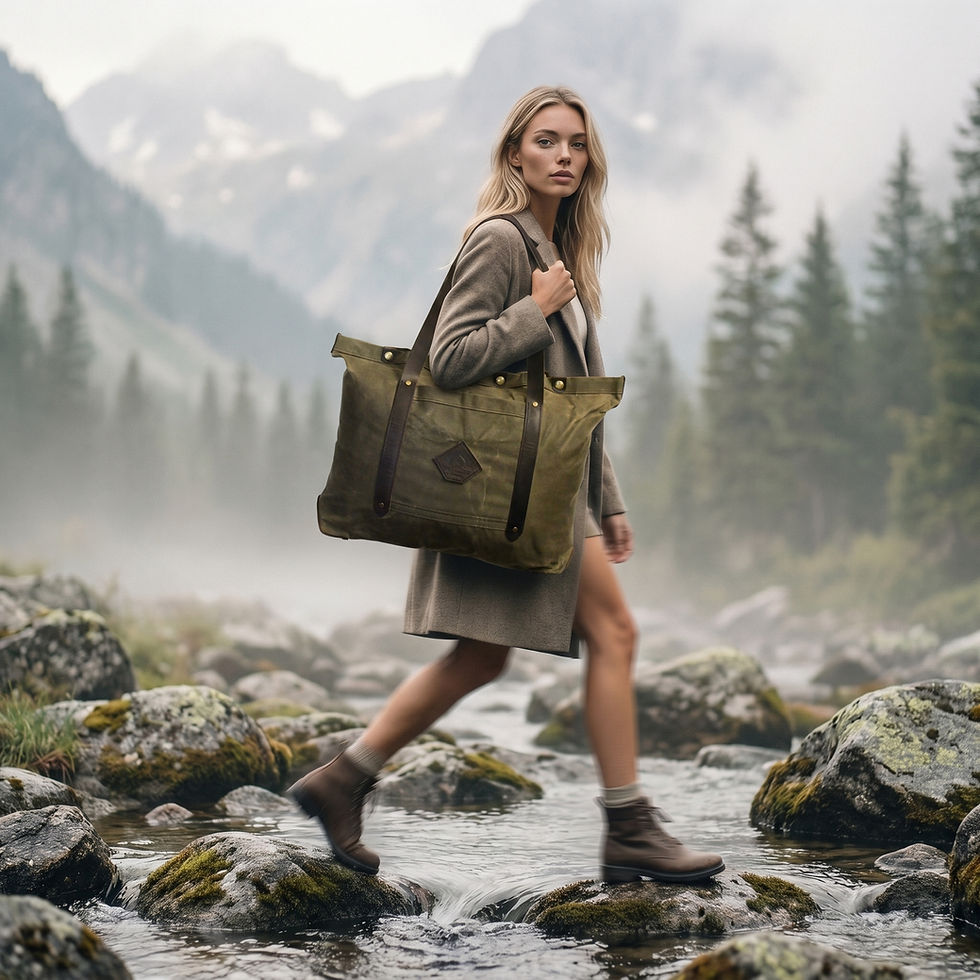 Thumbnail: MediumBrown 8oz waxed cotton canvas Market Shopper