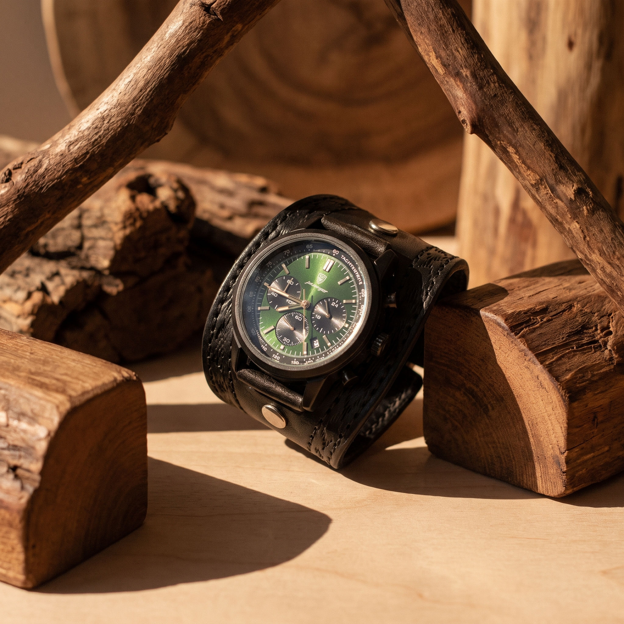 Trinity Knot Green leather watch and strap combo
