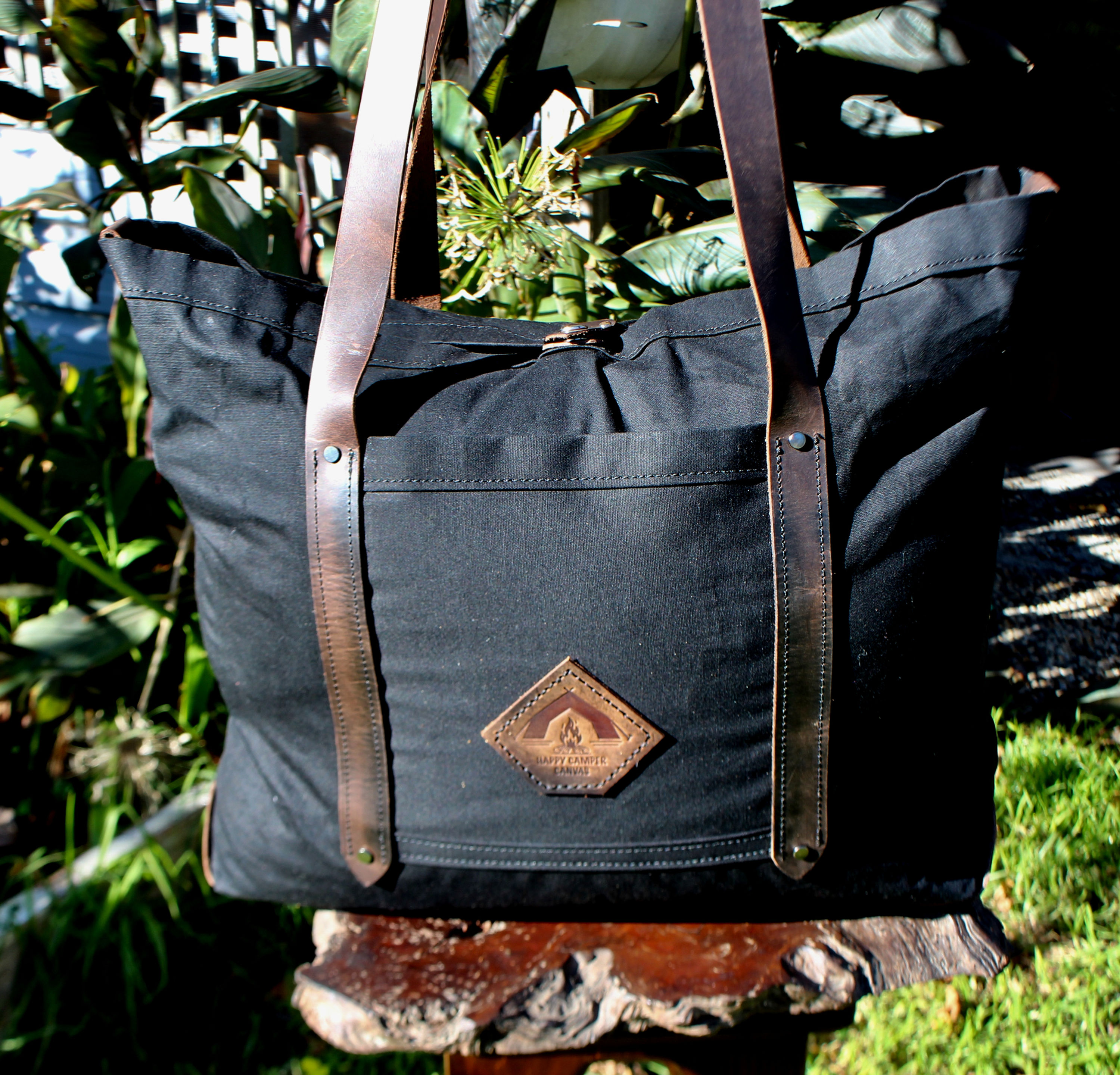 Black 8oz waxed cotton canvas Market Shopper