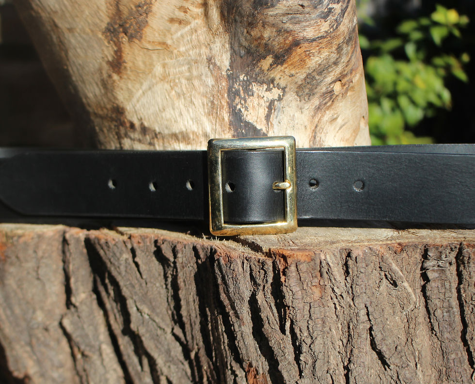 Thumbnail: black leather belt 38mm with solid brass buckle