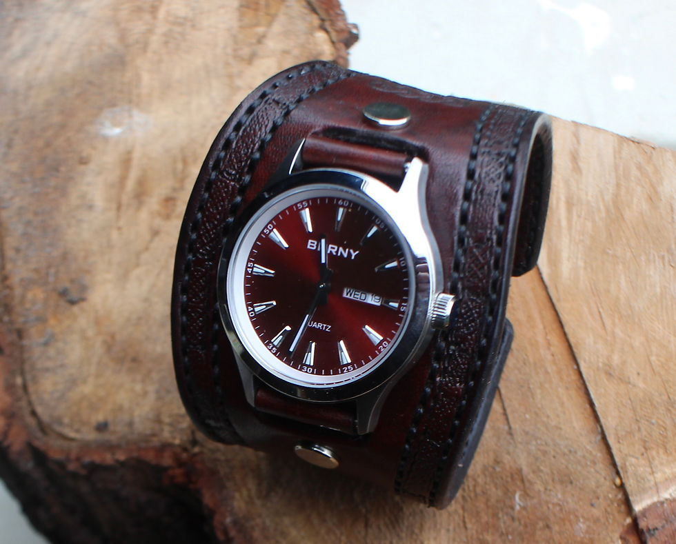Thumbnail: English bridle watch band burgandy SOLD