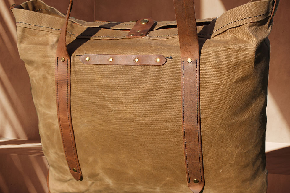 Thumbnail: Camel 12oz waxed cotton canvas  Market Shopper