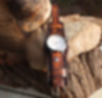 Brown Stained watch band + Seagull 1963 waterproof watch