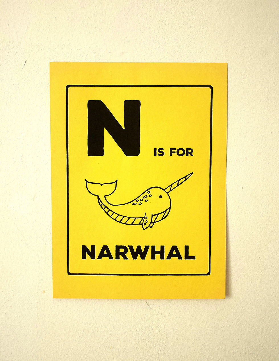 Thumbnail: N is for Narwhal  Screenprint