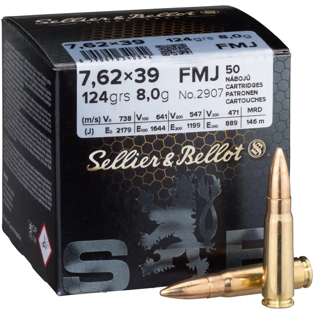 Sellier & Bellot 7,62x39 – 8,0 g / 124 grs FMJ BT | 50 Schuss
