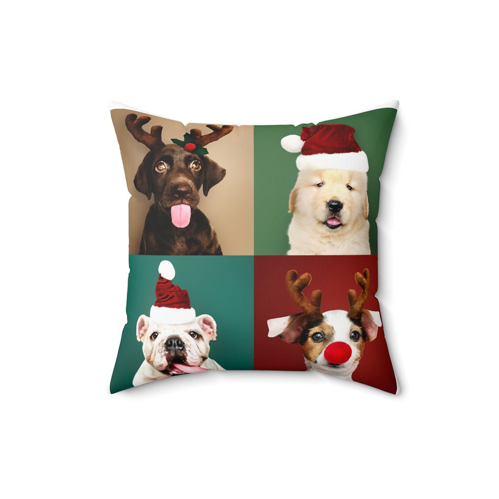 Thumbnail: Christmas Pups Collage Square Pillow