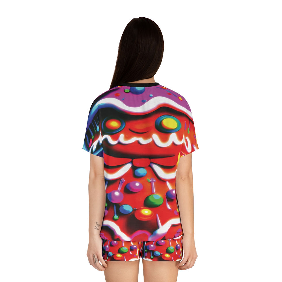 Thumbnail: Cute Gingerbread Man Women's Short Pajama Set