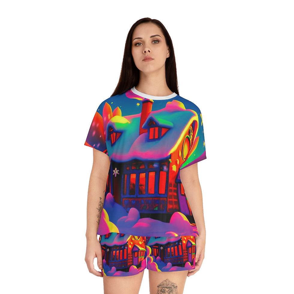 Thumbnail: Gingerbread House Women's Short Pajama Set