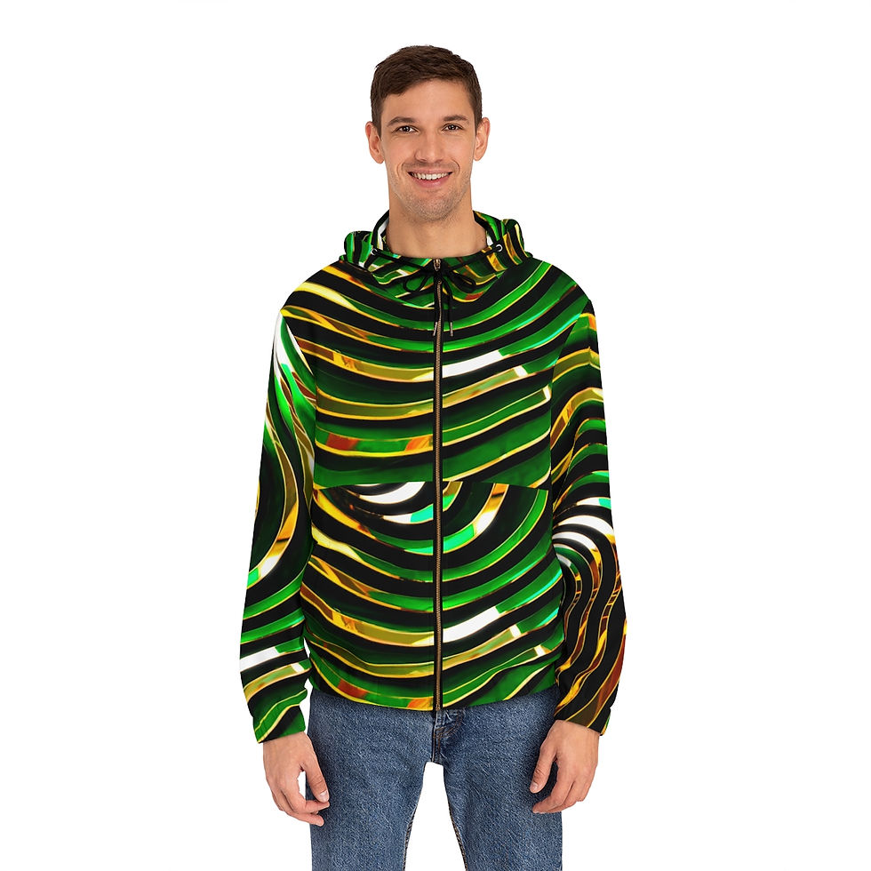 Thumbnail:  Green and Gold Men's Full-Zip Hoodie