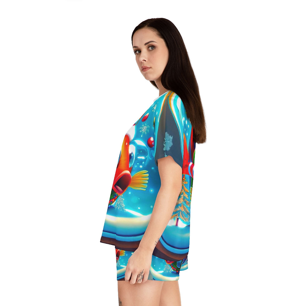 Thumbnail: Christmas Globe Fish Women's Short Pajama Set