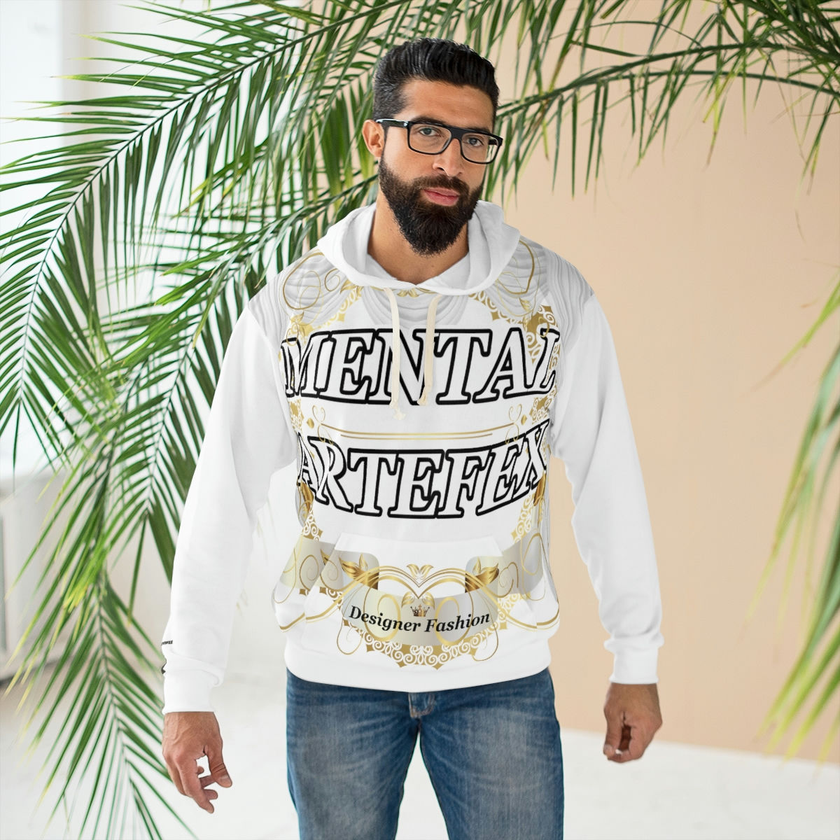 Sudadera con capucha MENTAL 🤯 Marca ARTEFEX (Blanco)