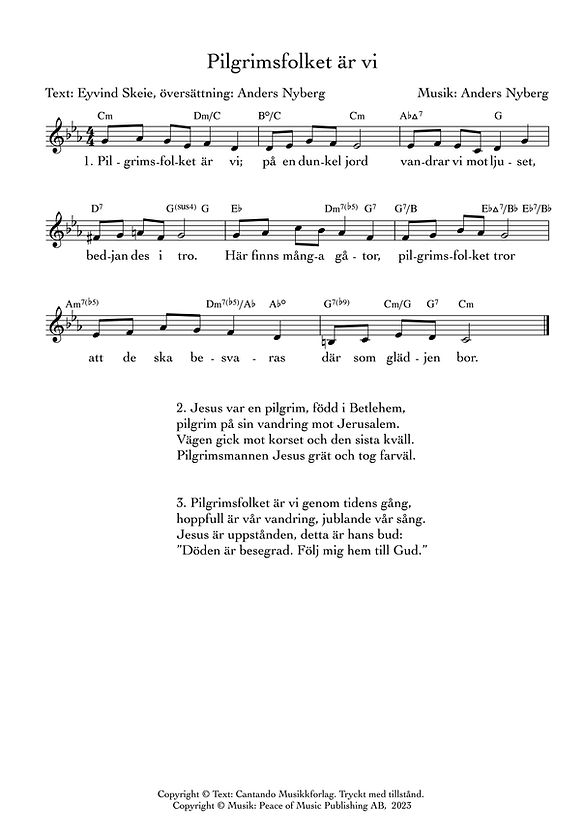 Pilgrimsfolket är vi; Mel utan nr - Full Score.jpg