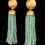 Thumbnail: Sea Green Quartz Gold Hammered Tassel Earrings