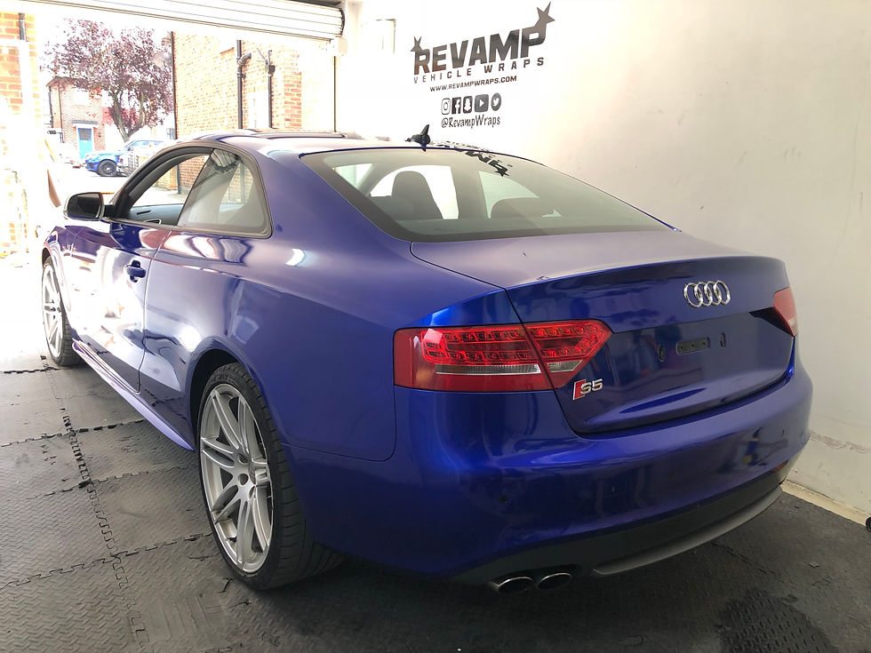 Audi S5 wrapped in Blue Raspberry
