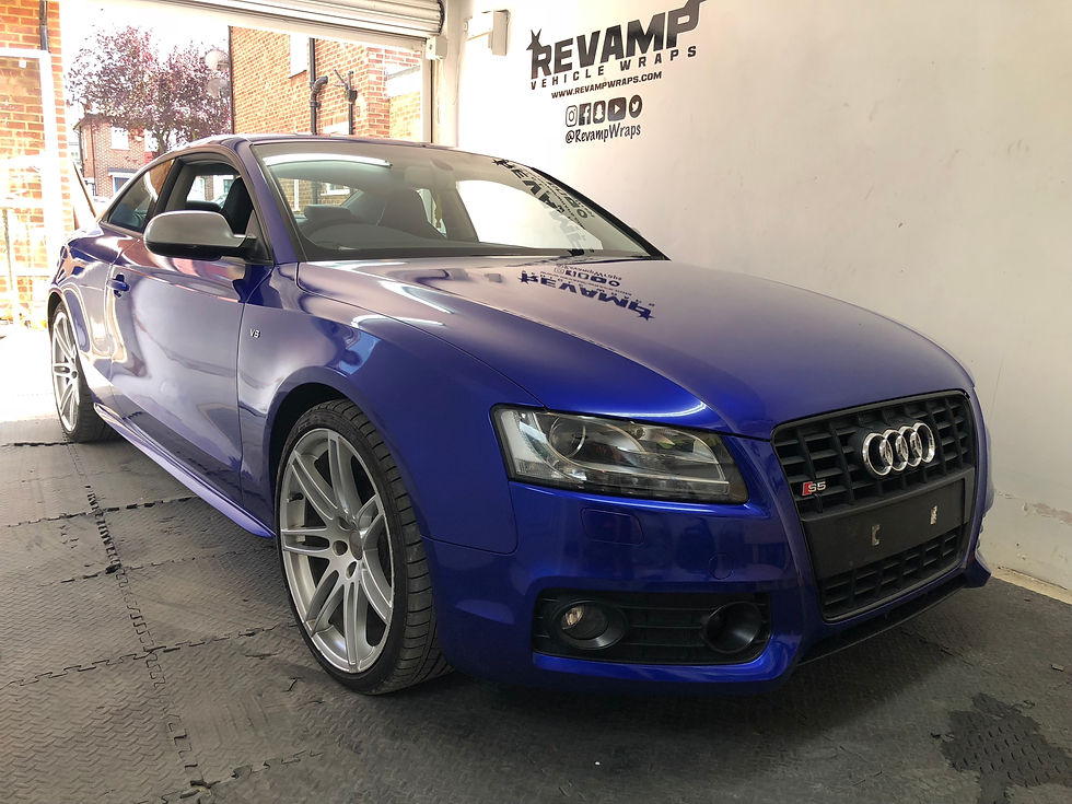 Audi S5 wrapped in Blue Raspberry