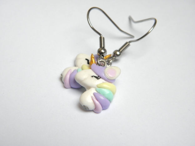 Miniature : Boucles d'oreilles licornes. Tons pastels