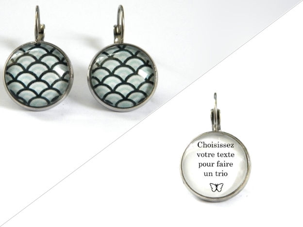 Miniature : Boucles d'oreilles illustrations petites vagues turquoise