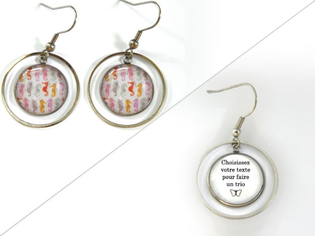 Miniature : Boucles d'oreilles illustrations hippocampes multicolores