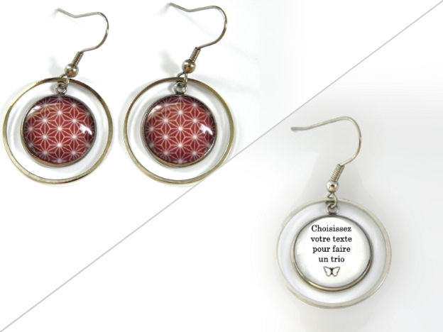 Miniature : Boucles d'oreilles illustrations bordeaux motifs géométriques