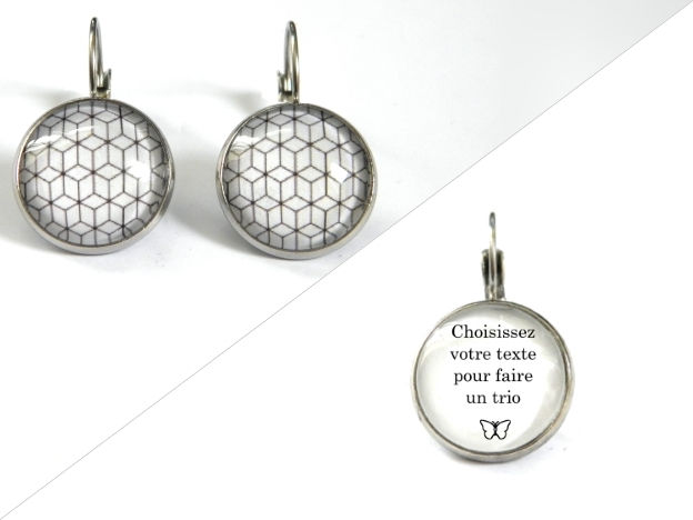 Miniature : Boucles d'oreilles illustrations cubes noirs fonds blancs