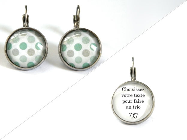 Miniature : Boucles d'oreilles illustrations ronds tons verts, fond blanc