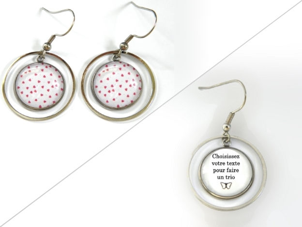 Miniature : Boucles d'oreilles illustrations cœurs rouges, fond blanc