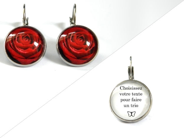 Miniature : Boucles d'oreilles illustrations rose rouge