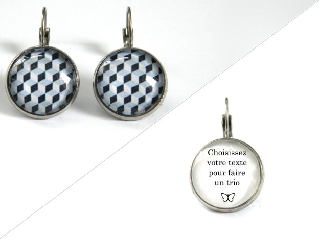 Miniature : Boucles d'oreilles illustrations cubes bleus
