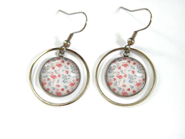 Boucles d'oreilles illustrations flamants roses
