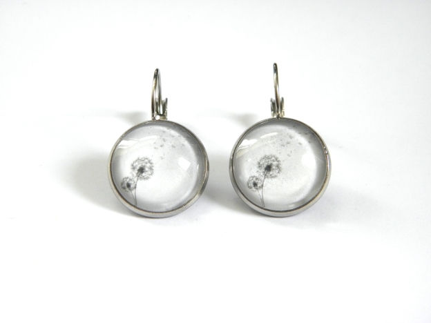 Boucles d'oreilles illustrations pissenlits fonds blancs