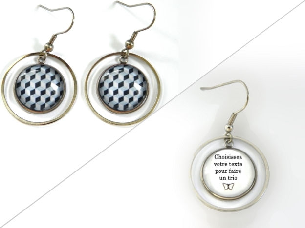 Miniature : Boucles d'oreilles illustrations cubes bleus