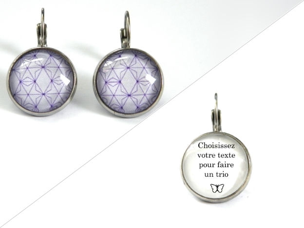 Miniature : Boucles d'oreilles illustrations mauves étoilées