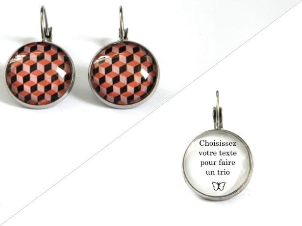Miniature : Boucles d'oreilles illustrations brunes petits cubes