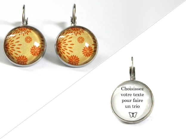 Miniature : Boucles d'oreilles illustrations motifs orange fond jaune
