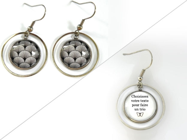 Miniature : Boucles d'oreilles illustrations éventails noirs fonds blancs